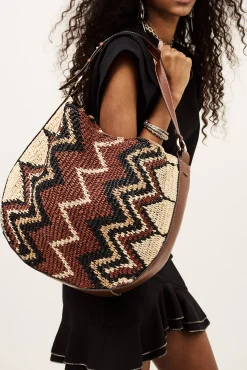 Ba&Sh ARYA bolso hobo de rafia NEGRO Online