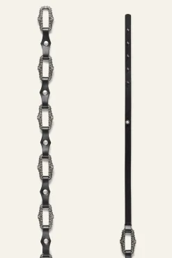 Ba&Sh BAPTISTE cinturón de cuero con joyas € 135 € 94,50 NEGRO New