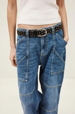 Ba&Sh BECK cinturón de cuero trenzado € 175 NEGRO Best
