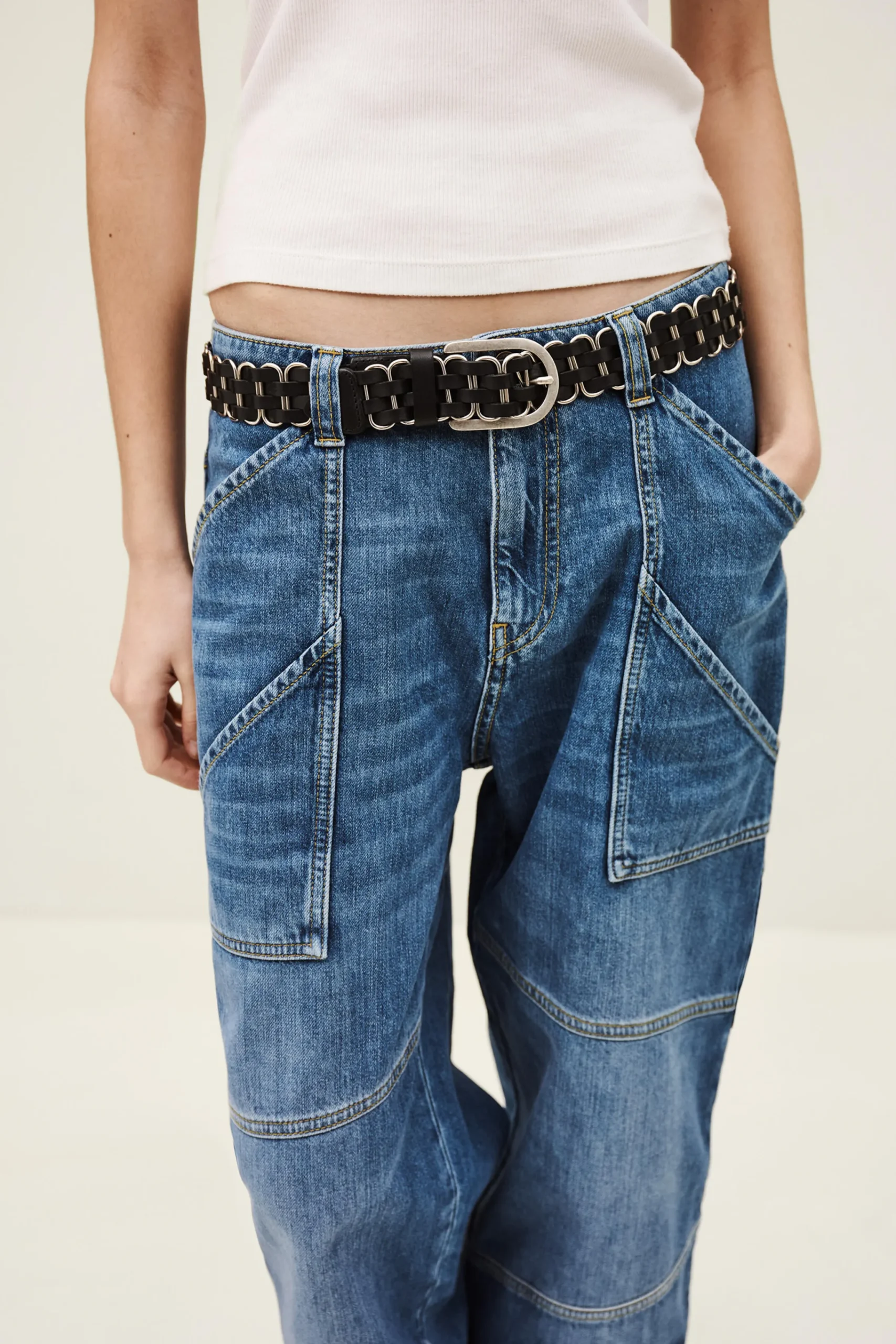 Ba&Sh BECK cinturón de cuero trenzado € 175 NEGRO Best