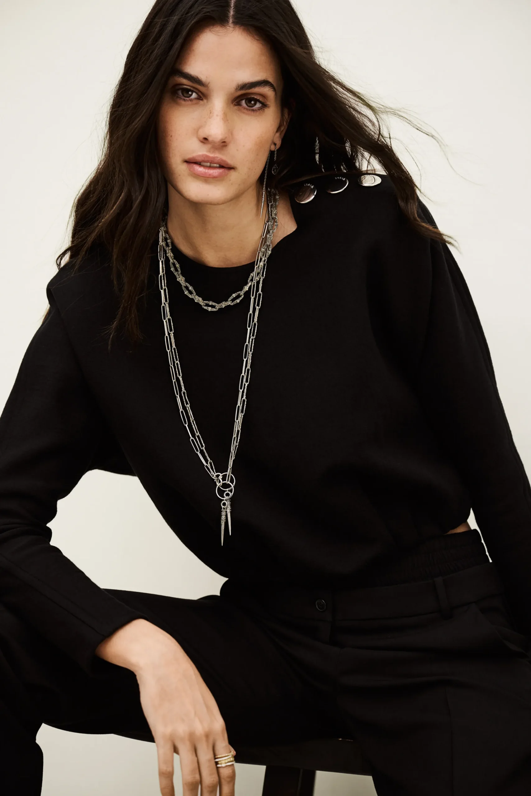 Ba&Sh BRANNY top abullonado tipo kimono NEGRO