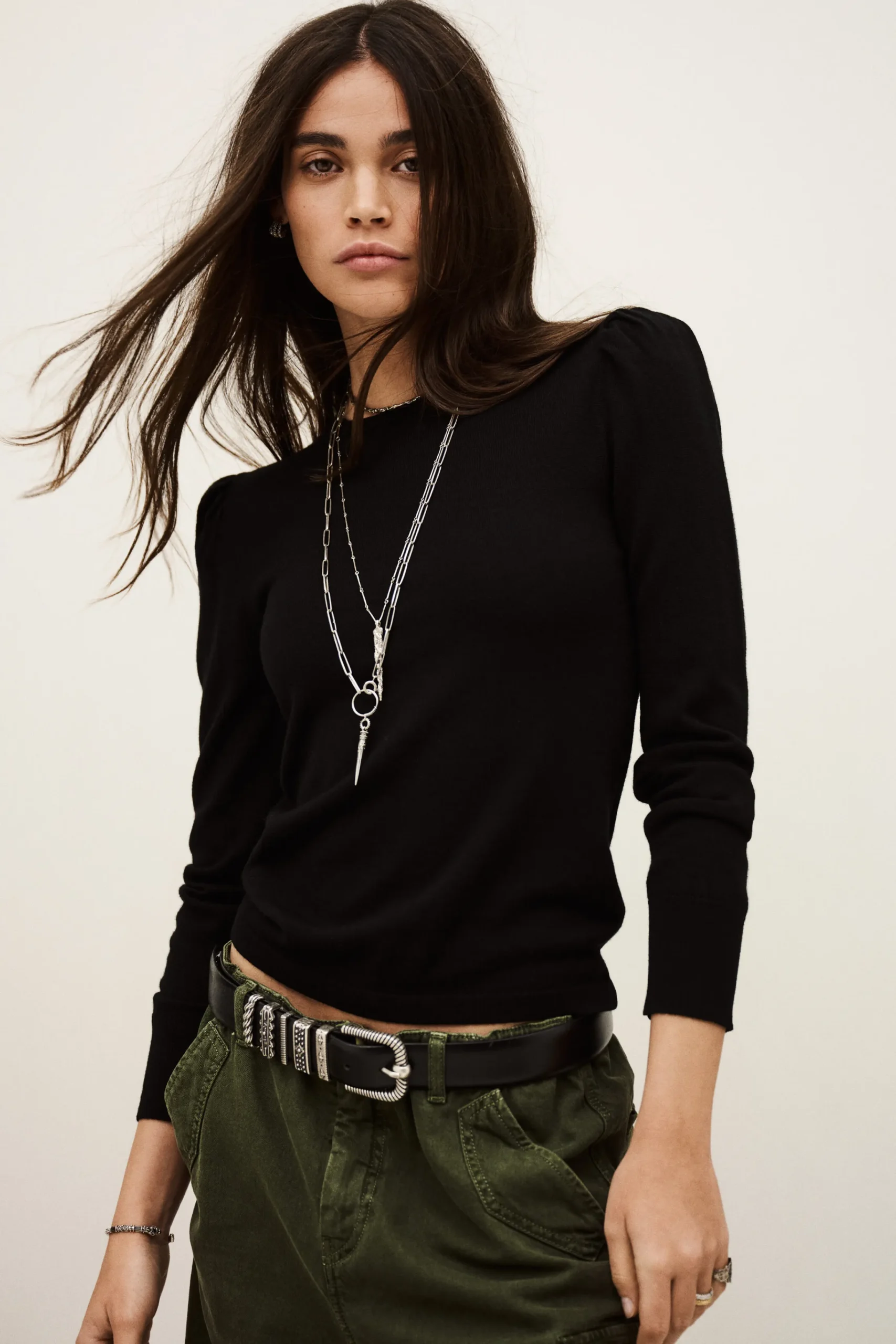Ba&Sh BRITANIE suéter con mangas abullonadas NEGRO Hot
