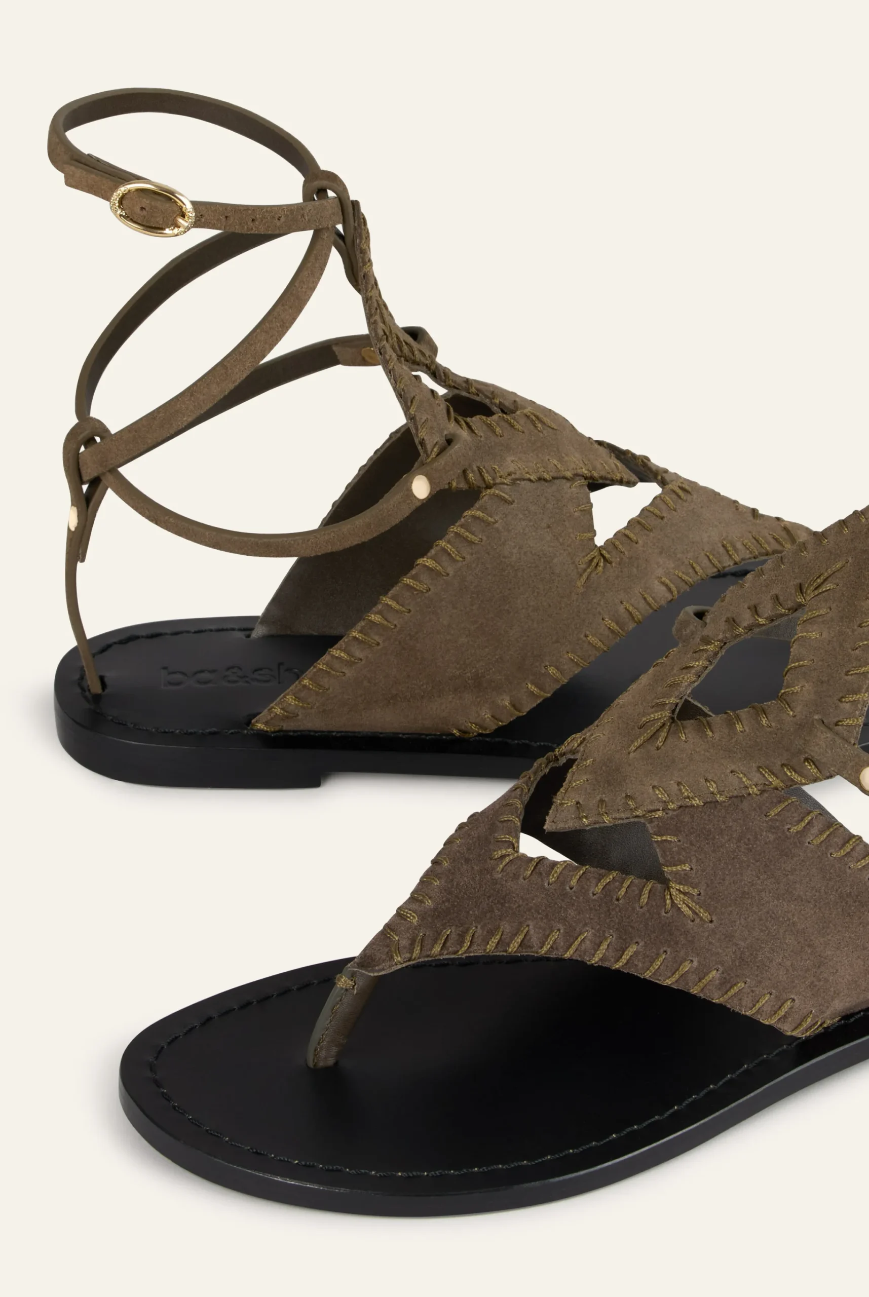 Ba&Sh CAPRI sandalias planas de ante VERDE Online