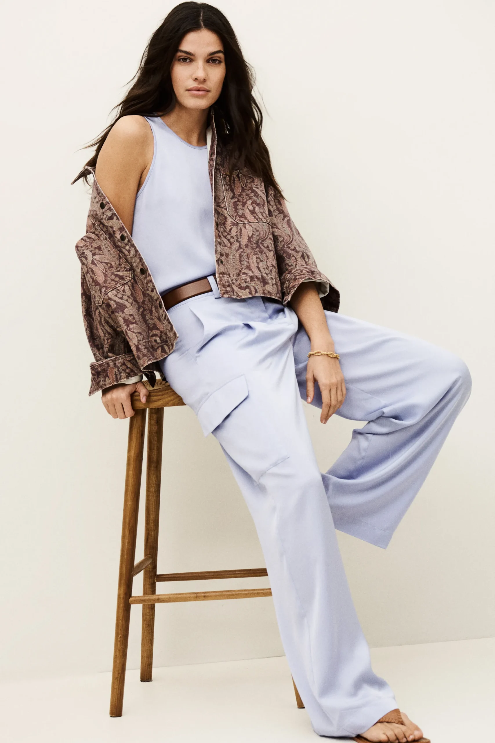 Ba&Sh CARY pantalón cargo ancho € 215 PÚRPURA Hot