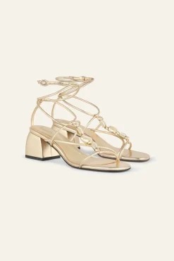 Ba&Sh CAYA sandalias de tacón de cuero ORO Outlet