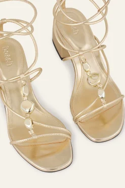 Ba&Sh CAYA sandalias de tacón de cuero ORO Outlet