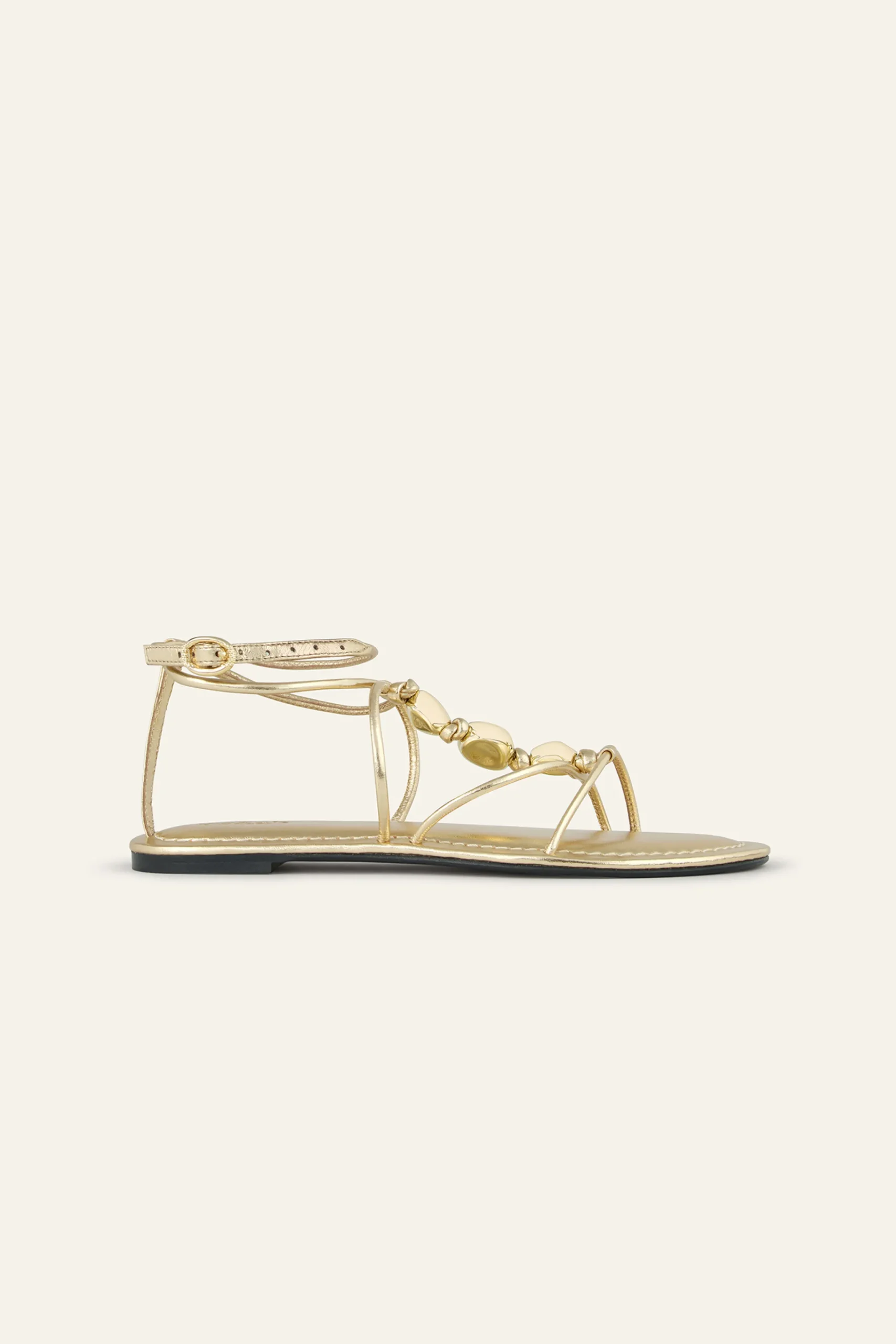 Ba&Sh CAYA sandalias planas de cuero ORO New