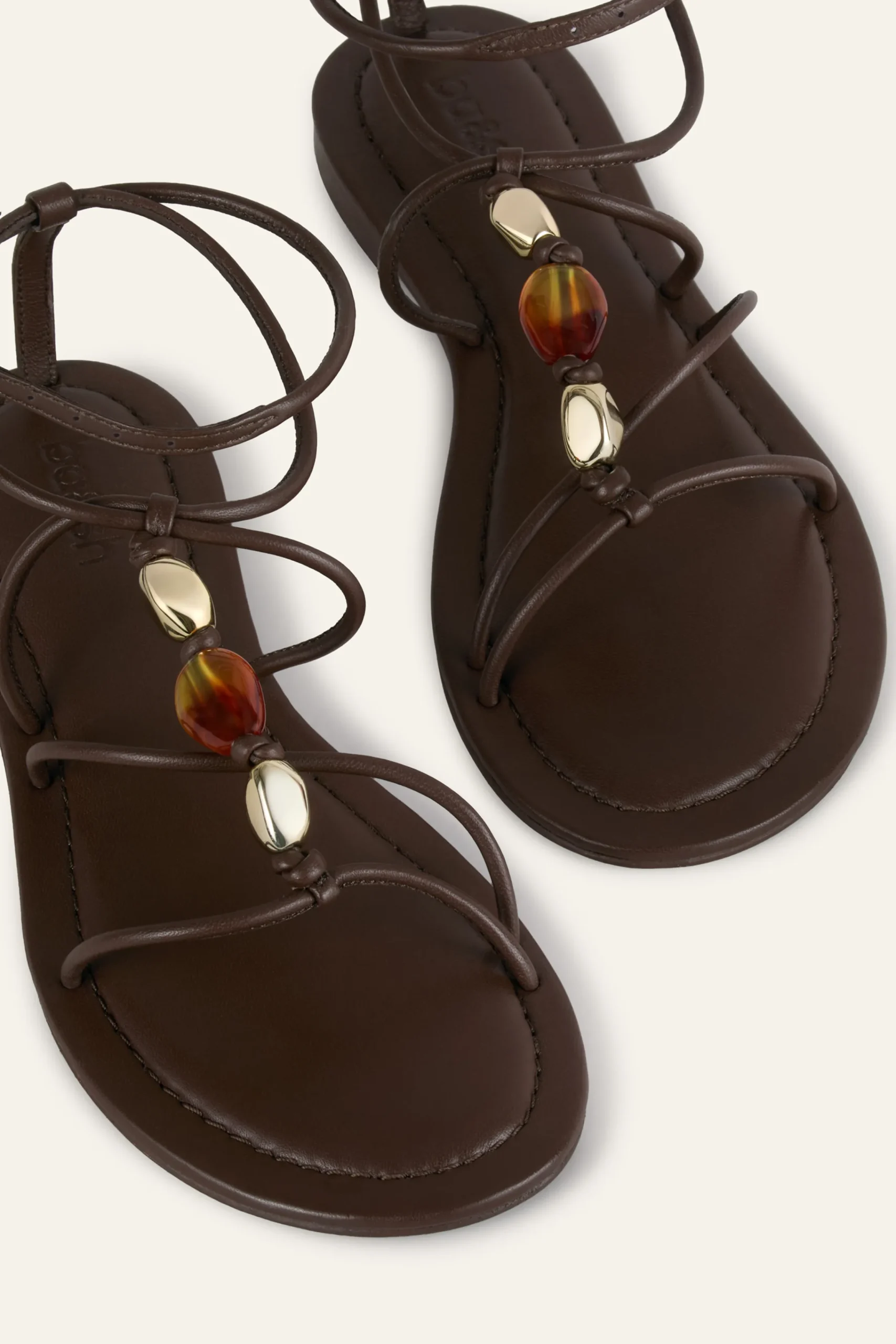 Ba&Sh CAYA sandalias planas de cuero MARRON Sale