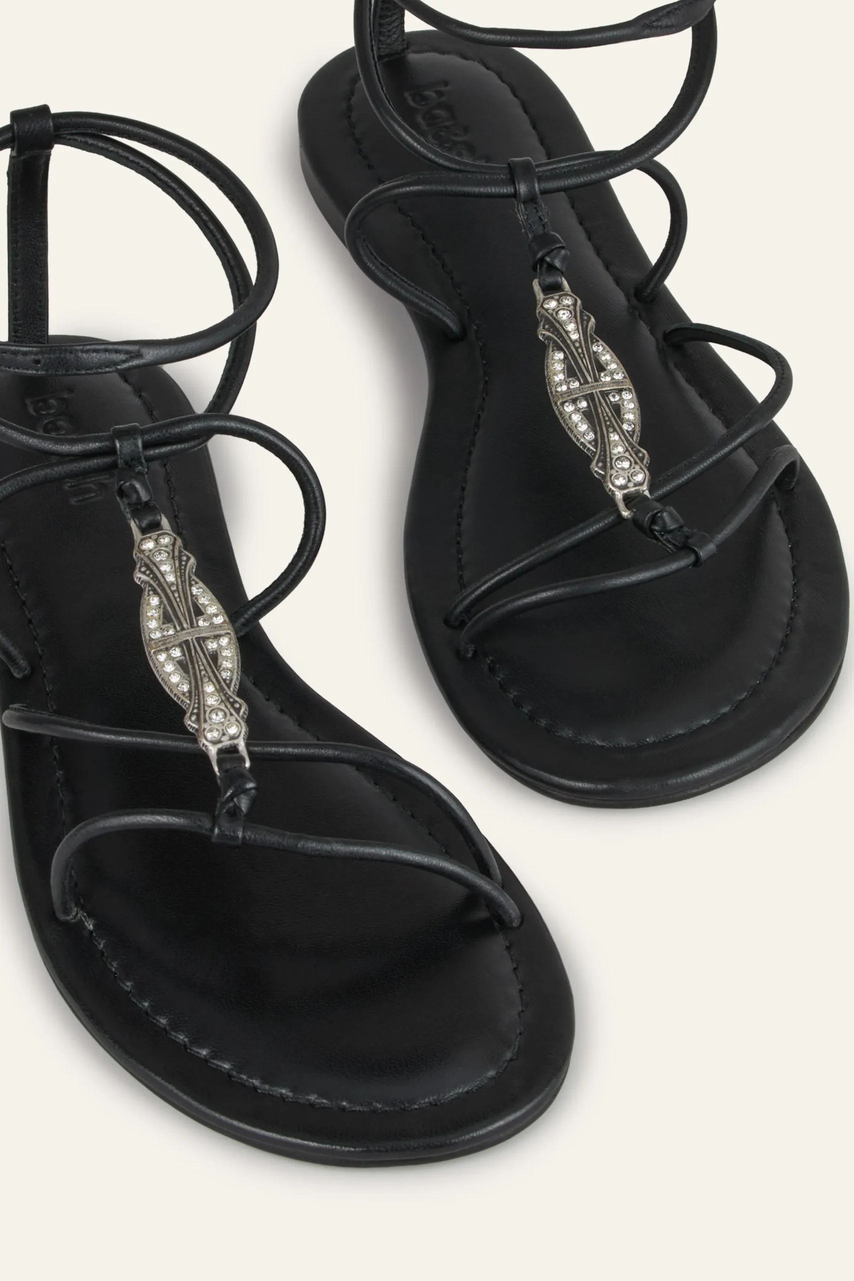 Ba&Sh CAYA sandalias planas en piel NEGRO Sale