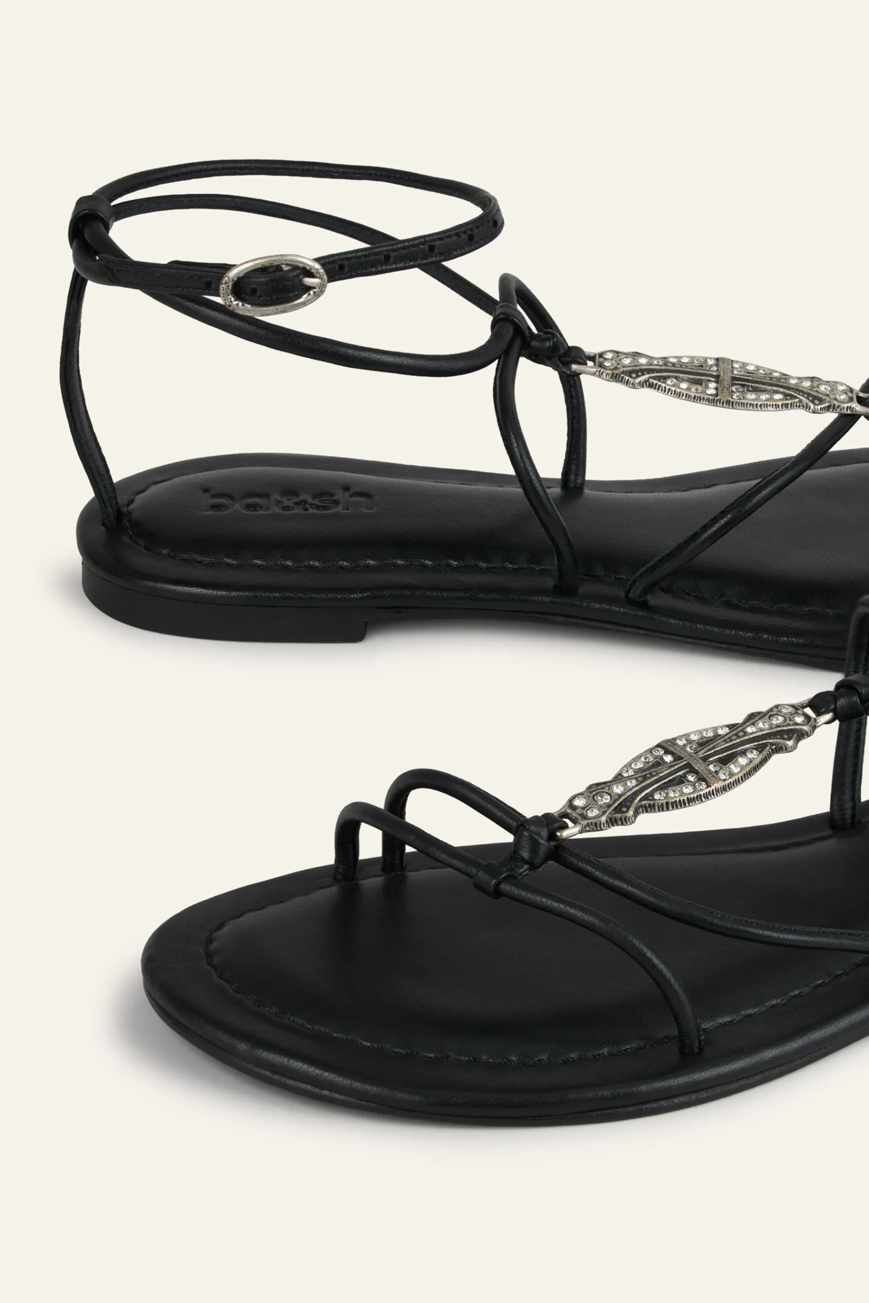 Ba&Sh CAYA sandalias planas en piel NEGRO Sale