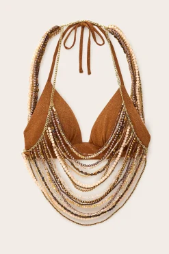 Ba&Sh CHEOPS top con cuentas MARRON Outlet