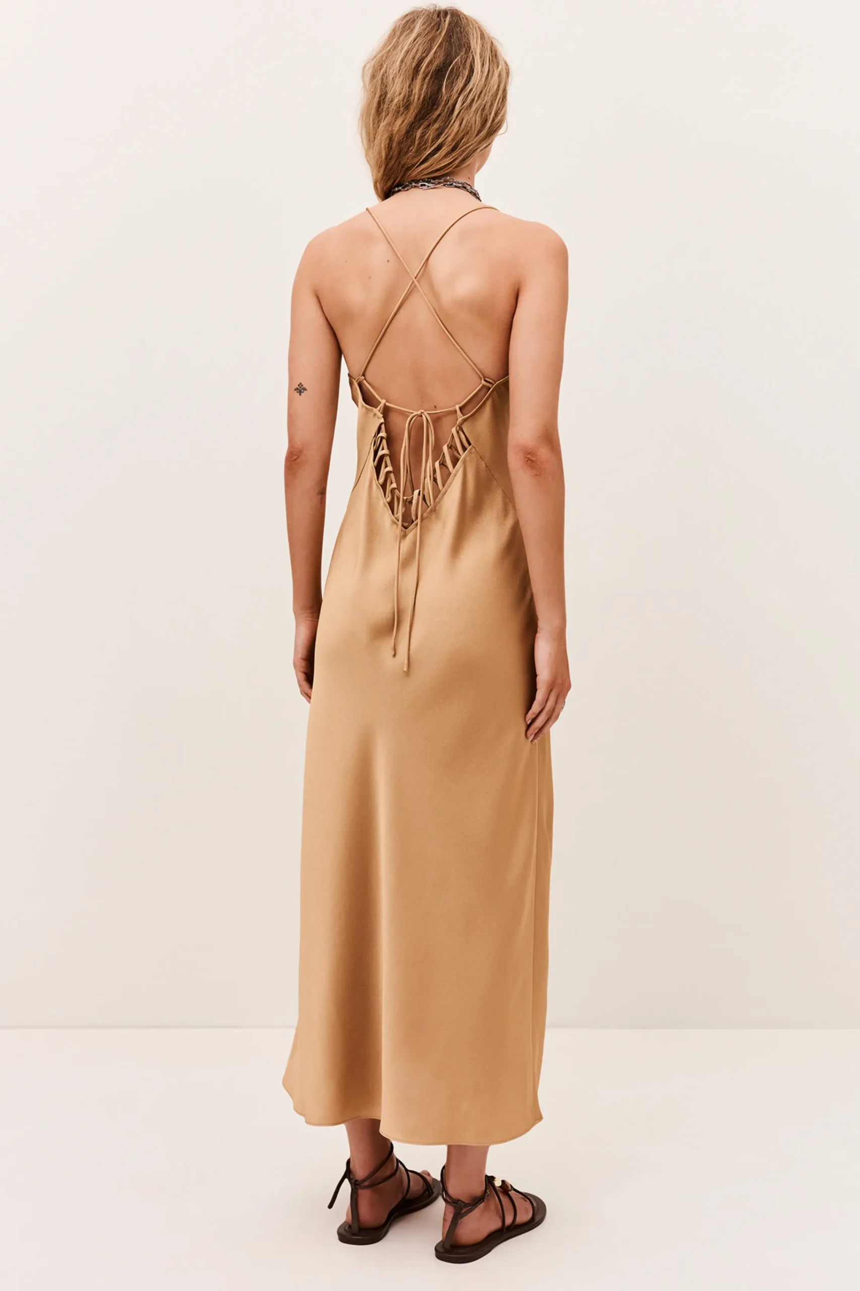 Ba&Sh CIANA vestido midi MARRON Clearance