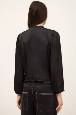 Ba&Sh CIMILA top satinado ajustado NEGRO New