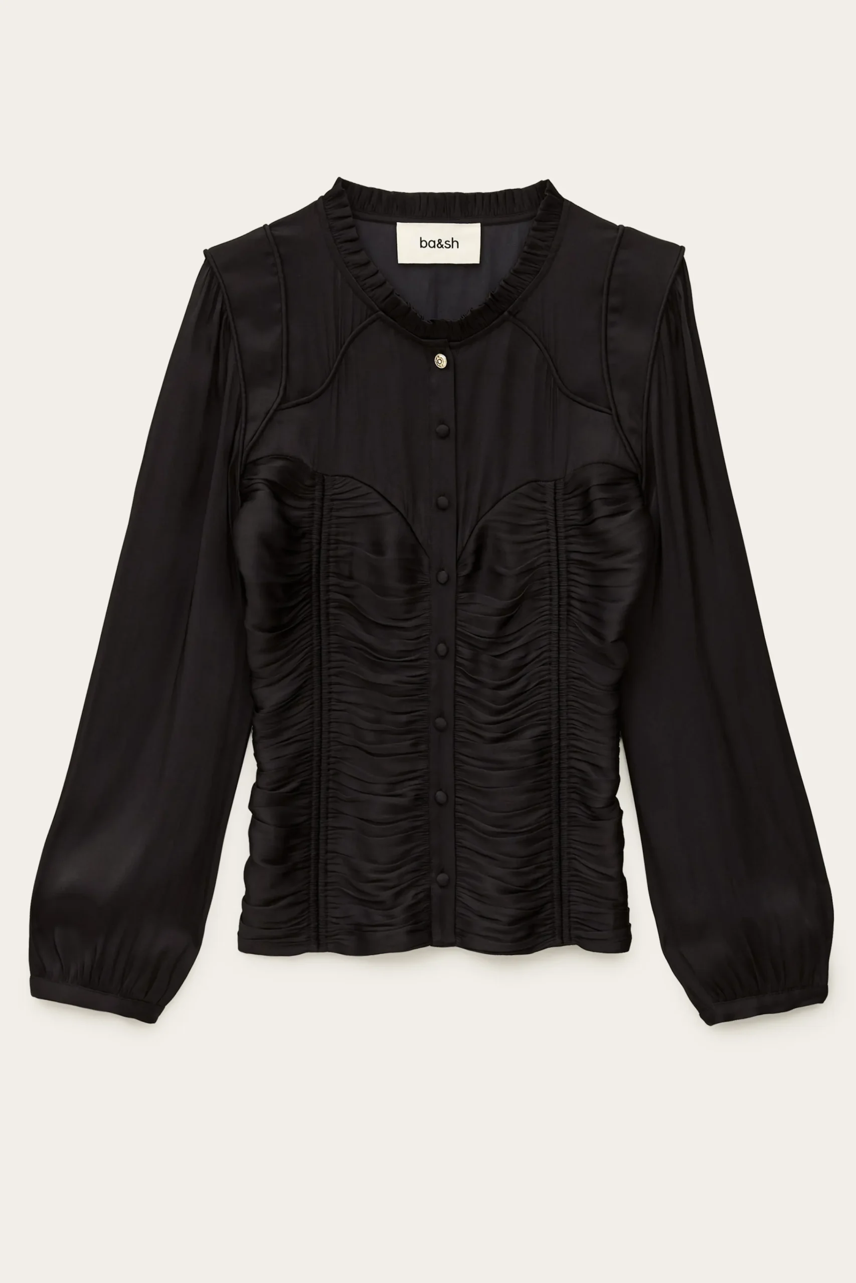 Ba&Sh CIMILA top satinado ajustado NEGRO New