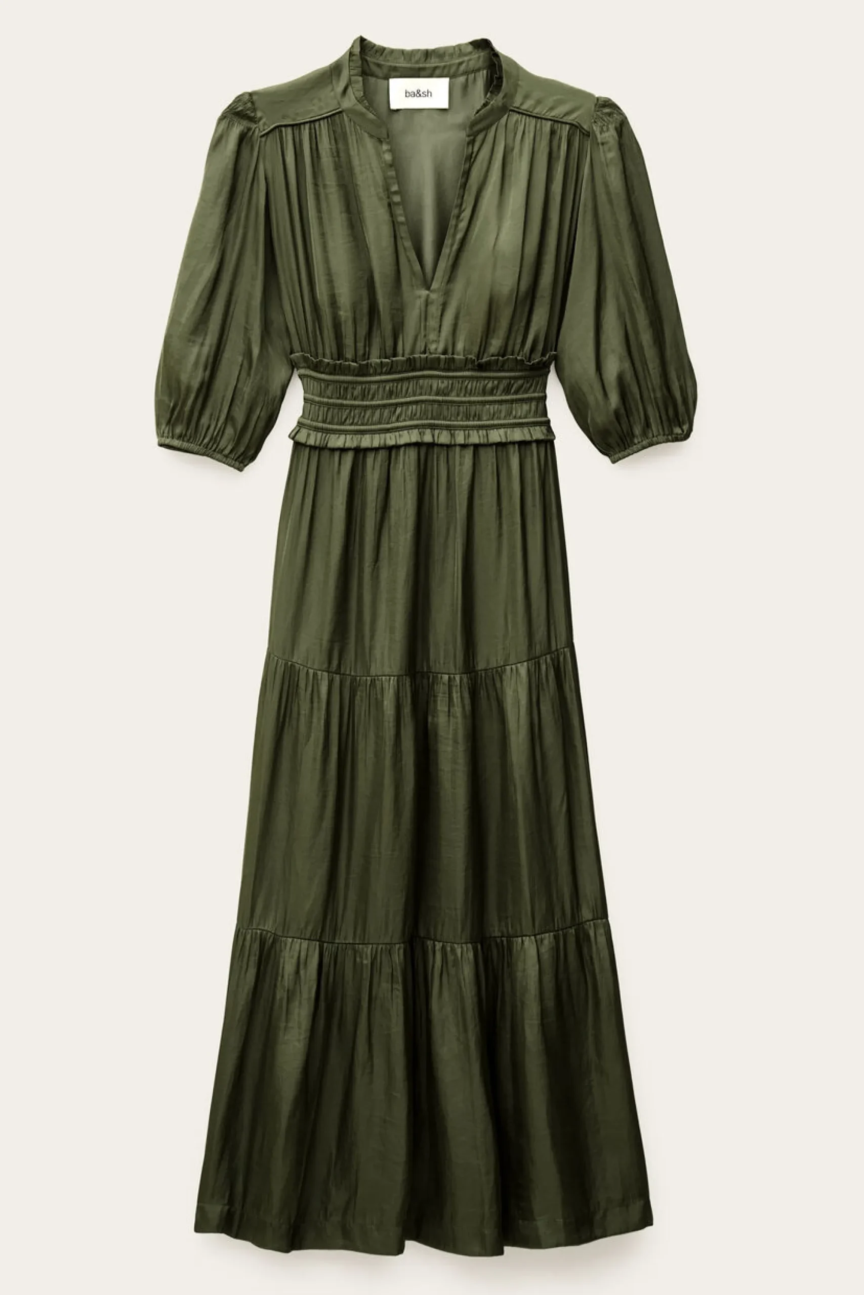 Ba&Sh CLELI vestido corto fruncido VERDE Hot