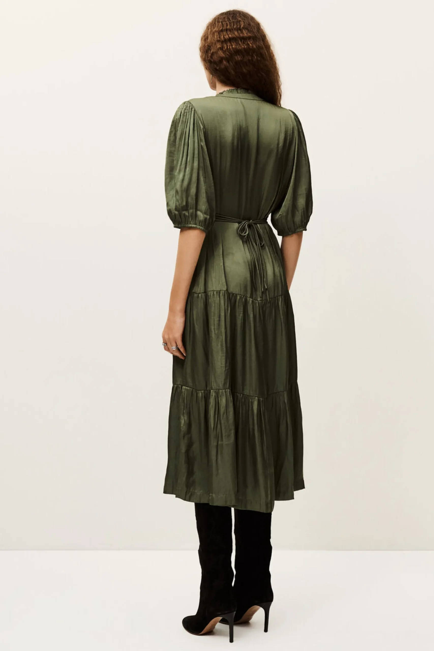 Ba&Sh CLELI vestido corto fruncido VERDE Hot