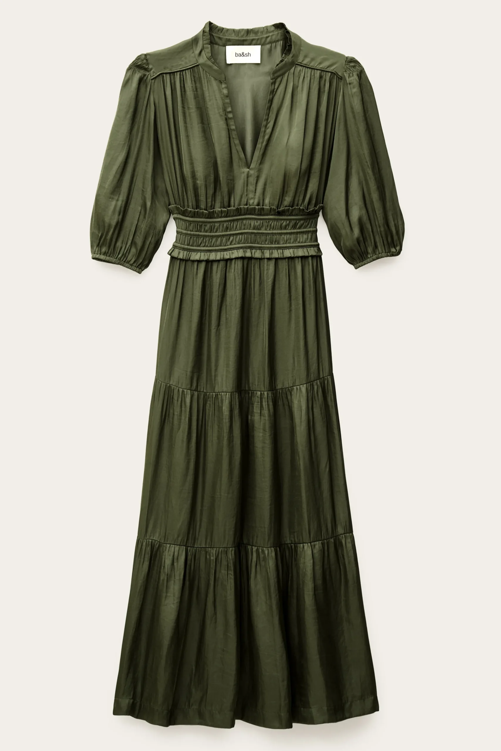 Ba&Sh CLELI vestido corto fruncido VERDE Hot