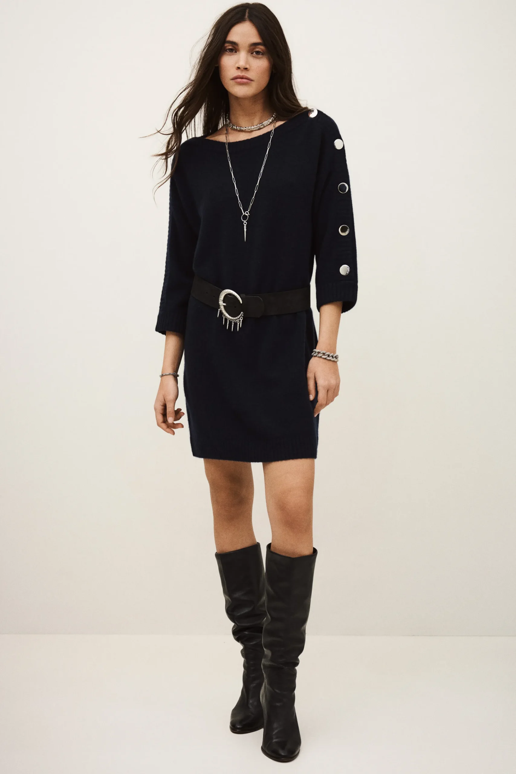 Ba&Sh COLEEN vestido de suéter de cachemira AZUL Outlet