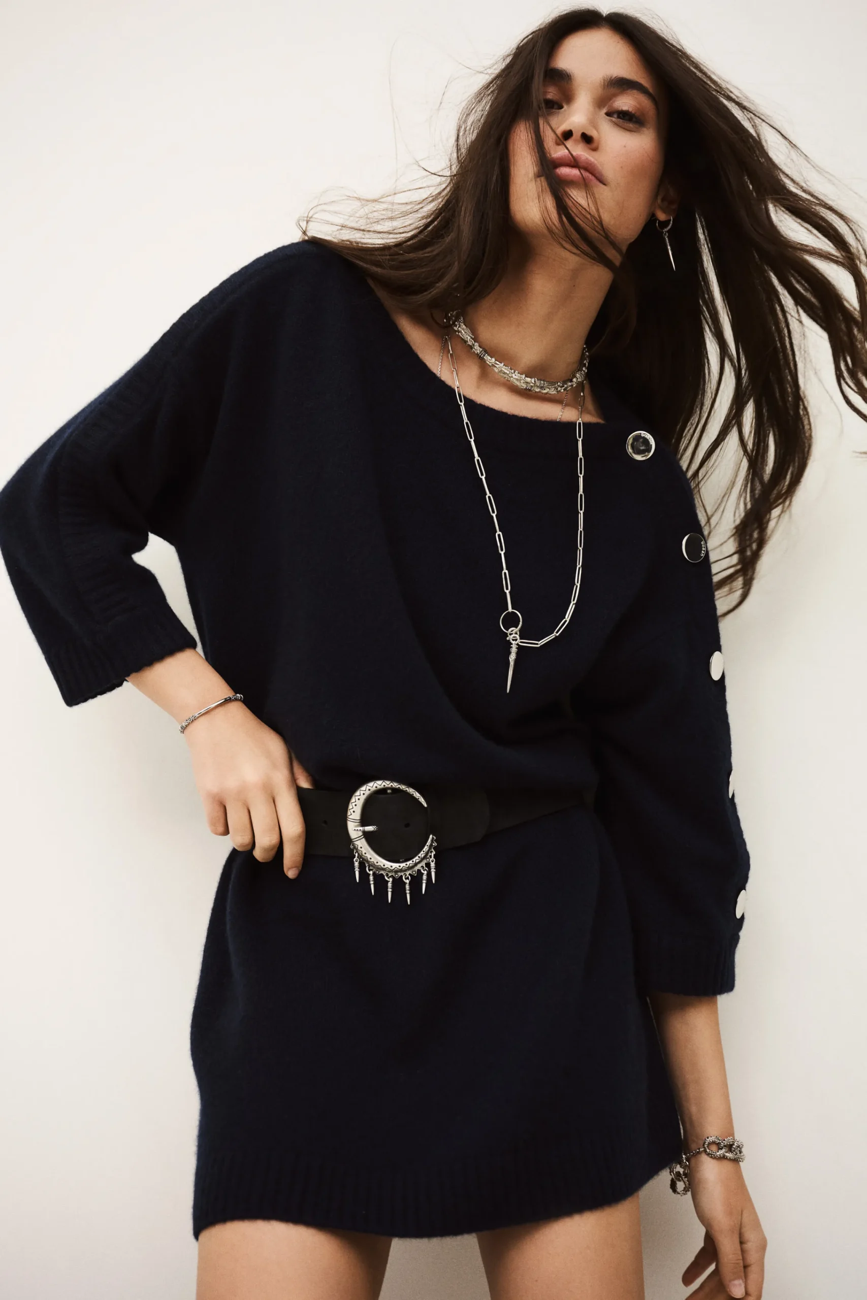 Ba&Sh COLEEN vestido de suéter de cachemira AZUL Outlet