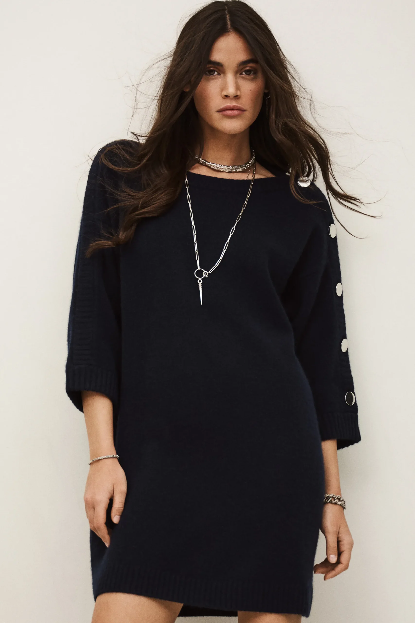 Ba&Sh COLEEN vestido de suéter de cachemira AZUL Outlet