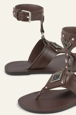 Ba&Sh CORFOU sandalias planas de cuero MARRON