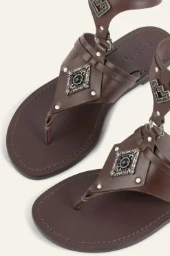 Ba&Sh CORFOU sandalias planas de cuero MARRON