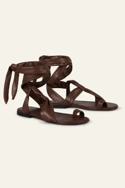 Ba&Sh COVILLA sandalias planas anudadas MARRON