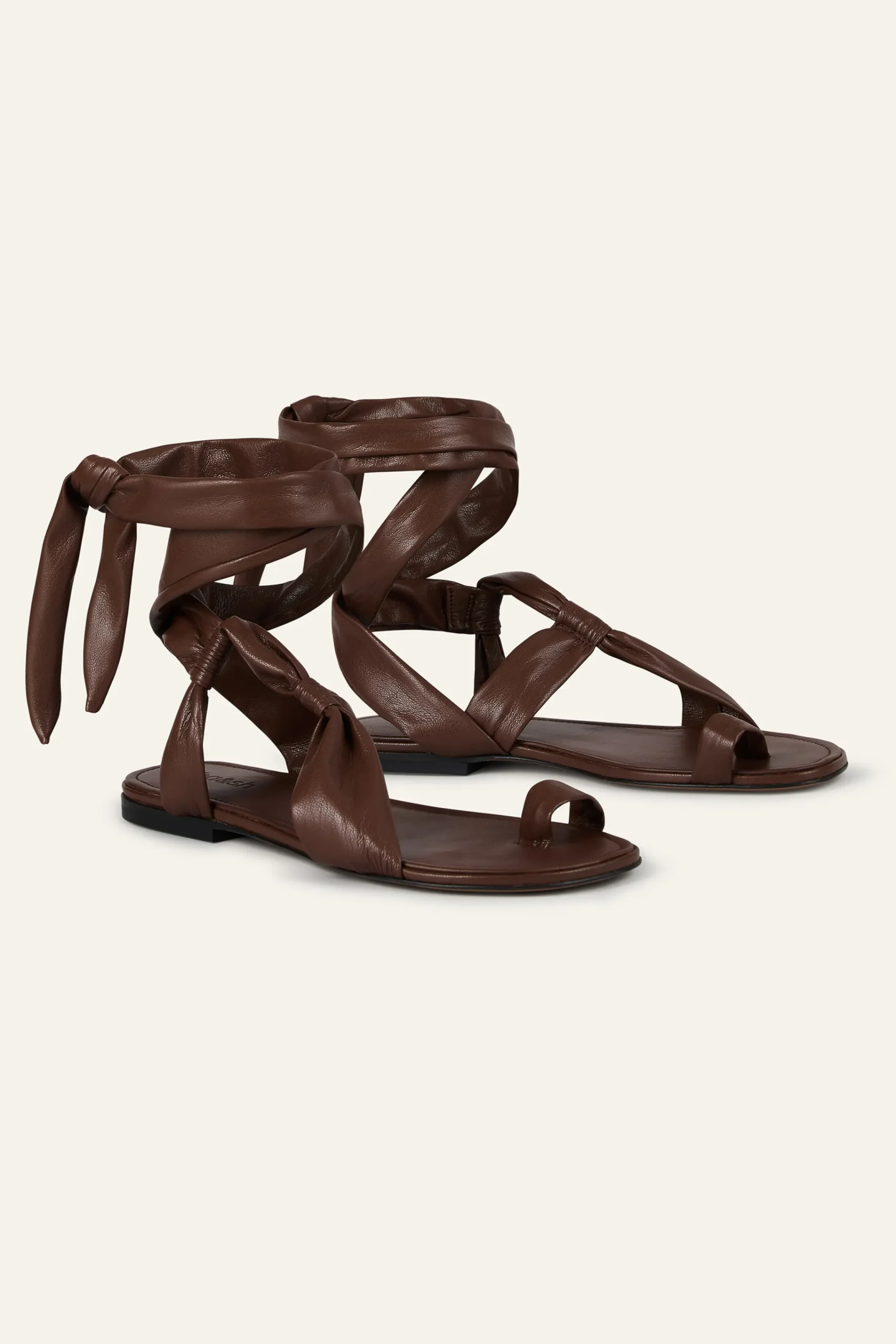 Ba&Sh COVILLA sandalias planas anudadas MARRON