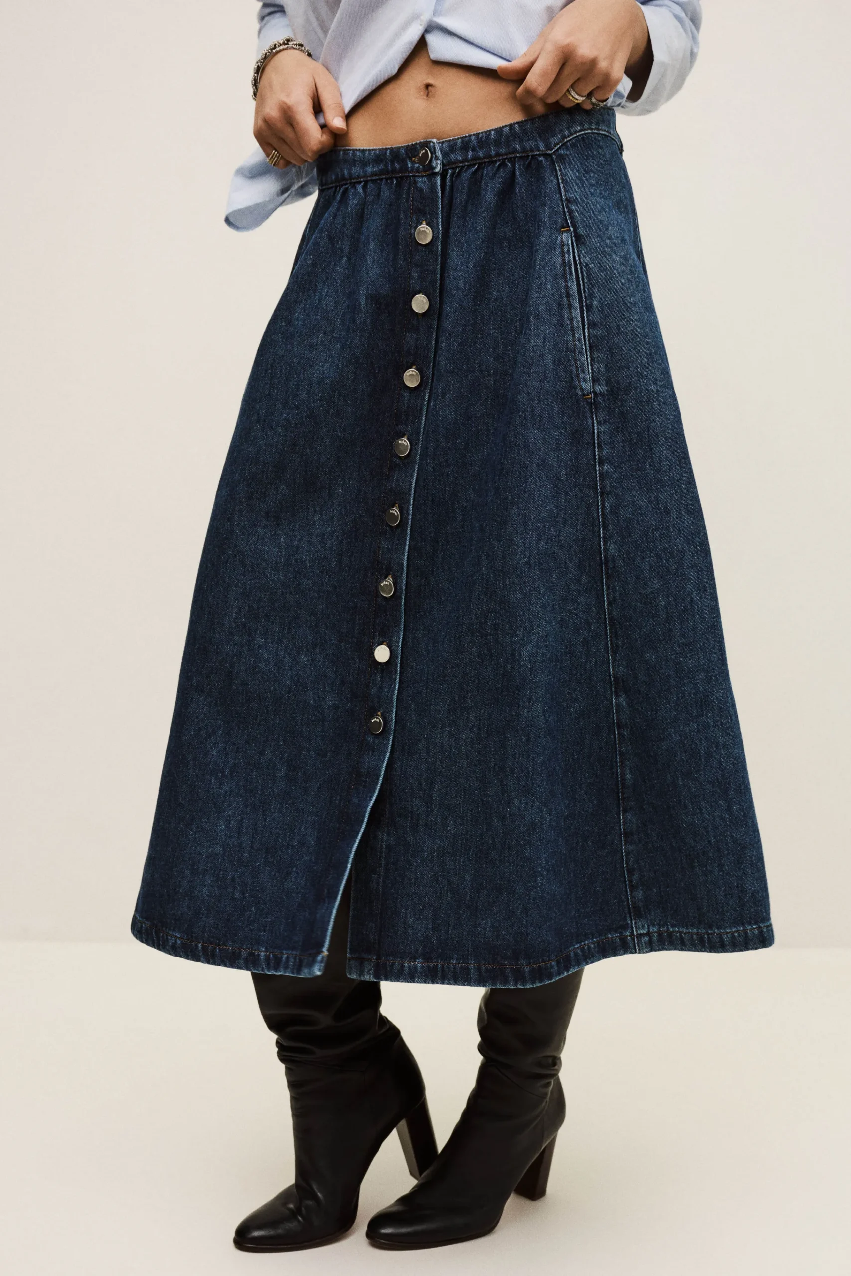 Ba&Sh COWIE falda midi de mezclilla AZUL New