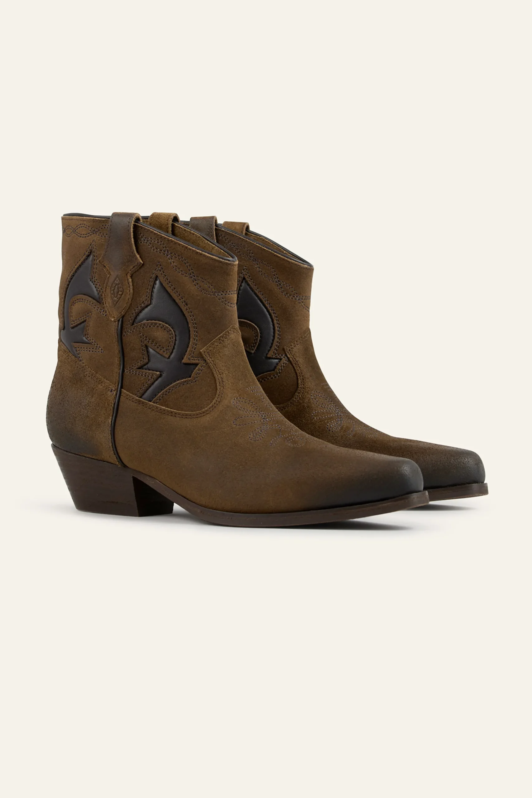 Ba&Sh CURTIS botines santiags de ante MARRON Discount