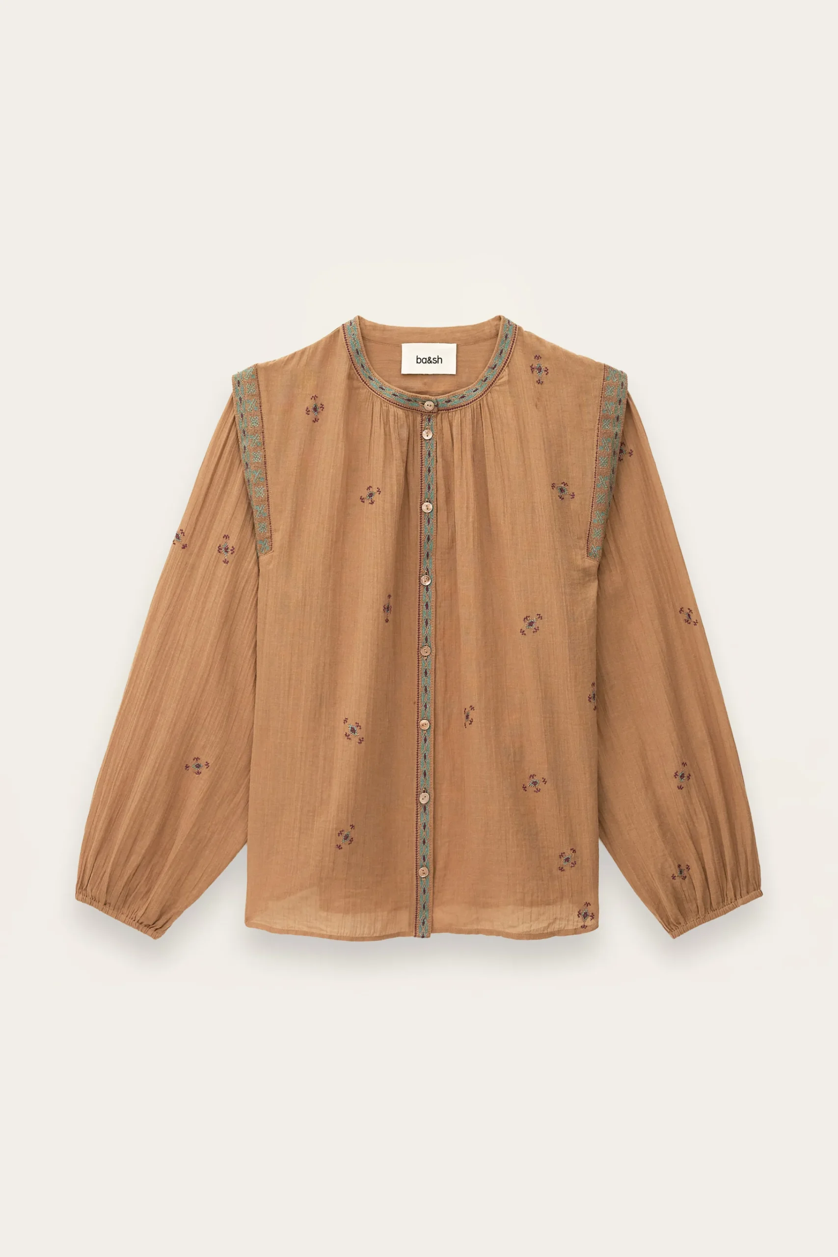Ba&Sh DALILA camisa bordada BEIGE New