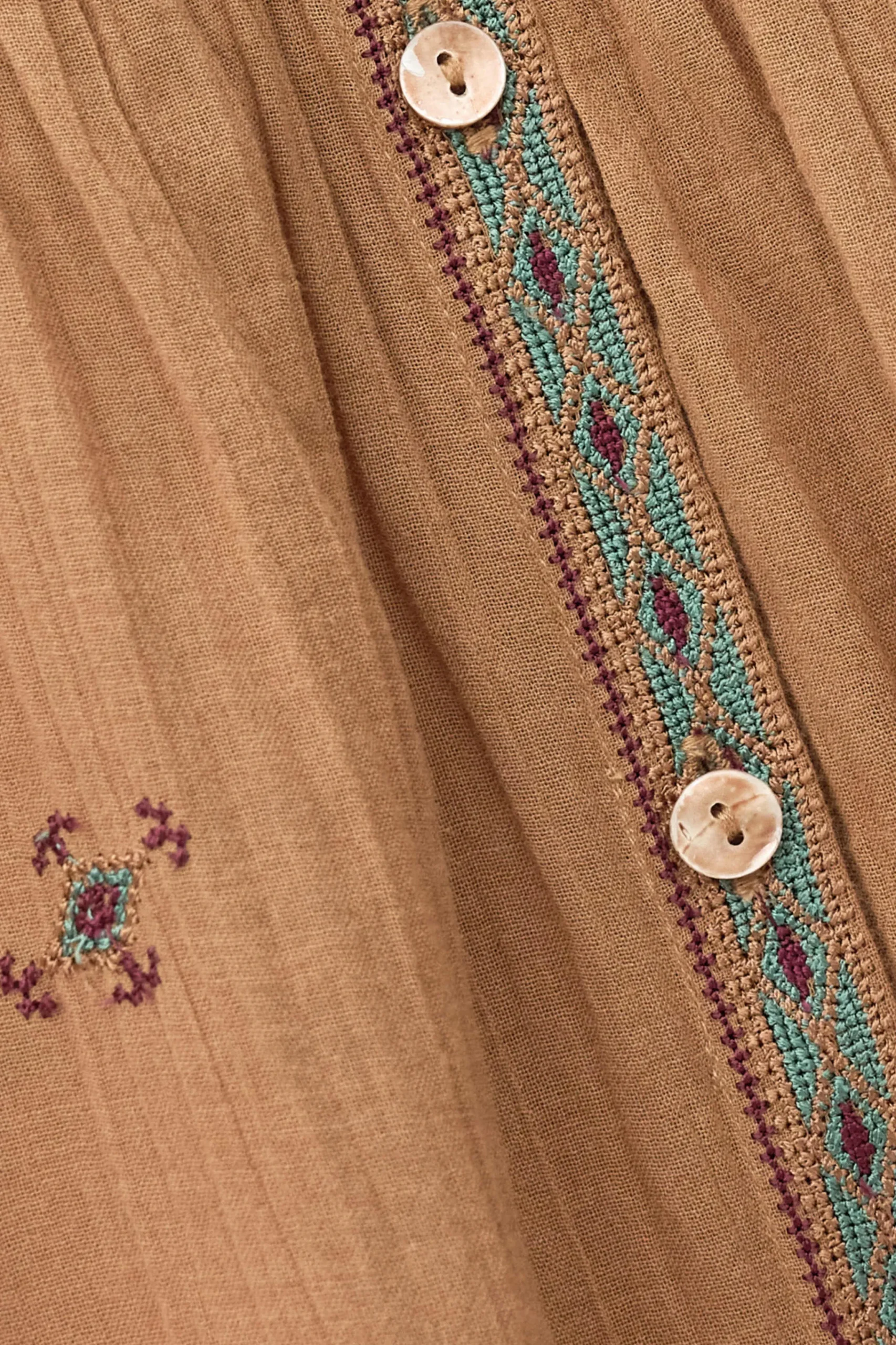 Ba&Sh DALILA camisa bordada BEIGE New