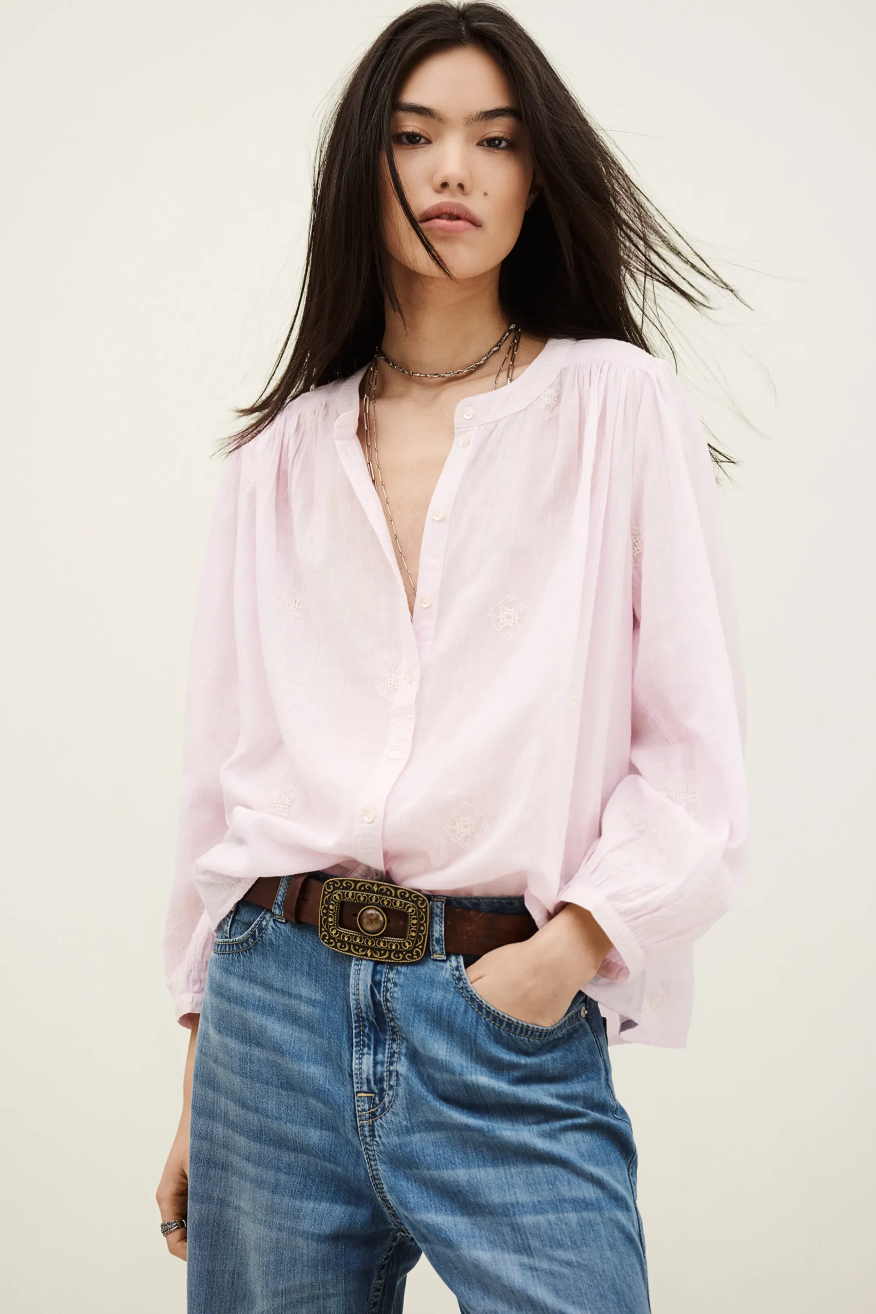 Ba&Sh DUHA blusa de algodón oversize PÚRPURA Sale