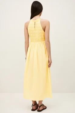 Ba&Sh ERIS vestido largo con fruncido elástico AMARILLO Discount