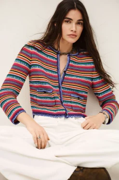 Ba&Sh FANNY chaleco de rayas cuello redondo € 5 NEGRO New