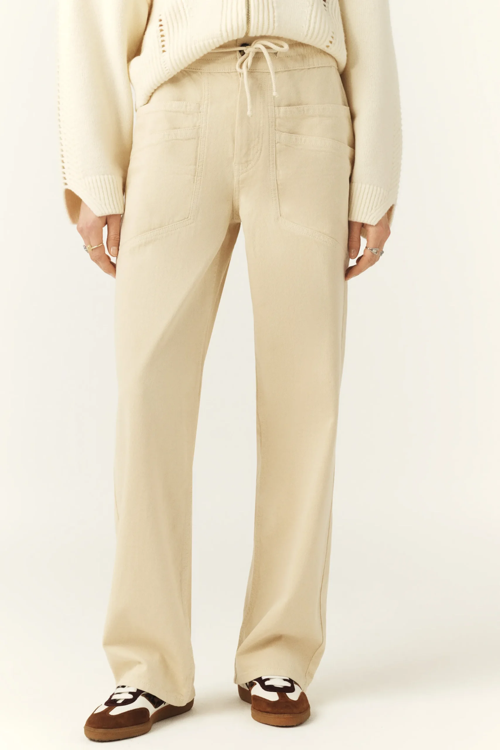 Ba&Sh FIMA pantalones rectos sueltos ECRU Best