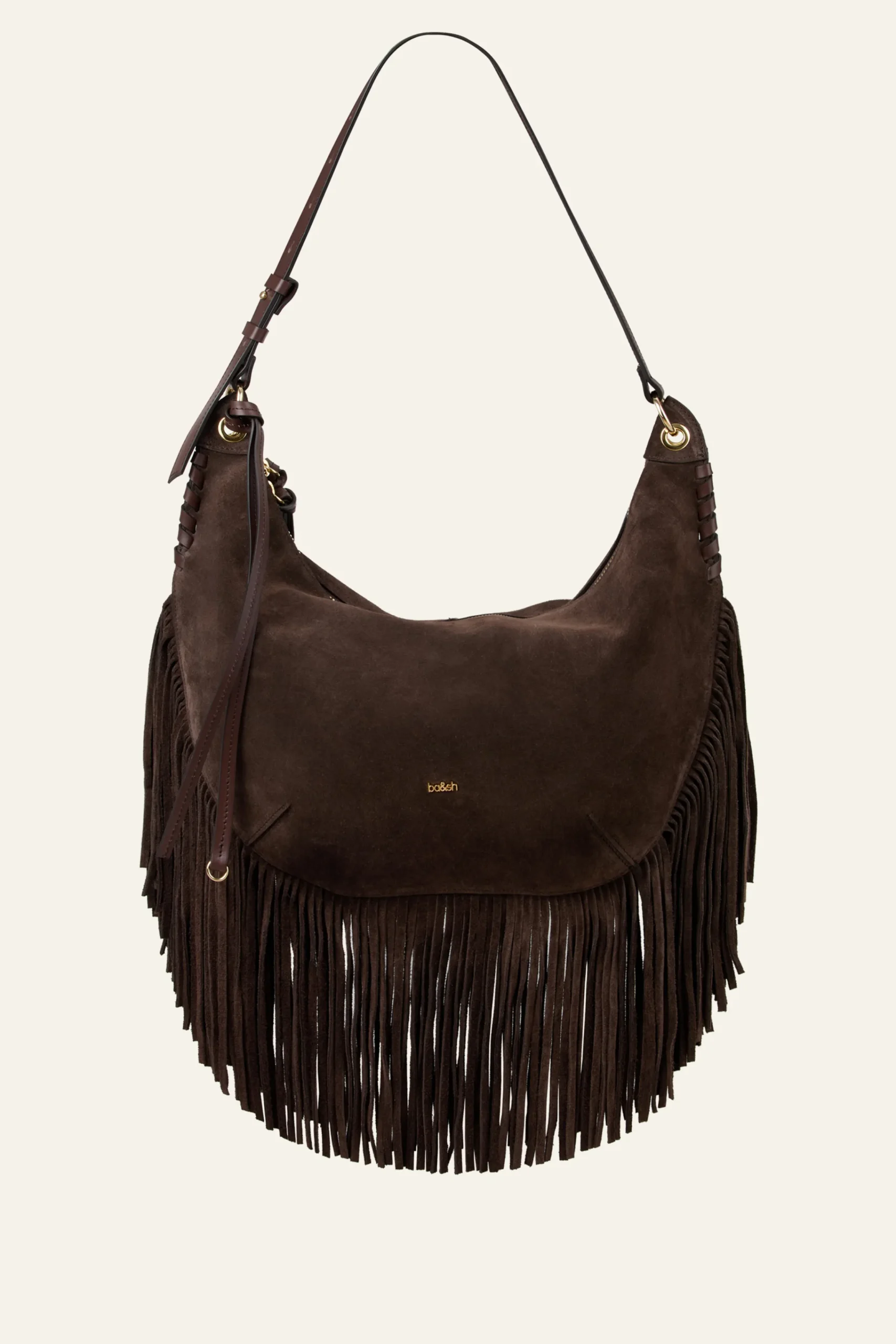 Ba&Sh FRANGES bolso hobo con flecos MARRON Hot