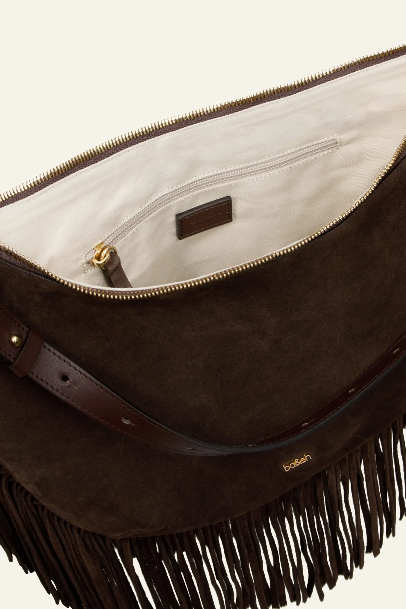 Ba&Sh FRANGES bolso hobo con flecos MARRON Hot