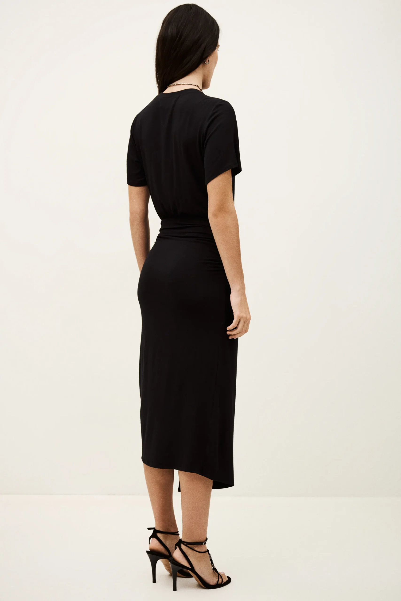 Ba&Sh GALTEA vestido midi drapeado NEGRO Outlet