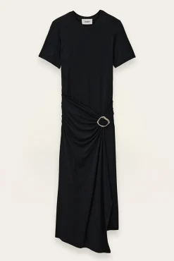 Ba&Sh GALTEA vestido midi drapeado NEGRO Outlet