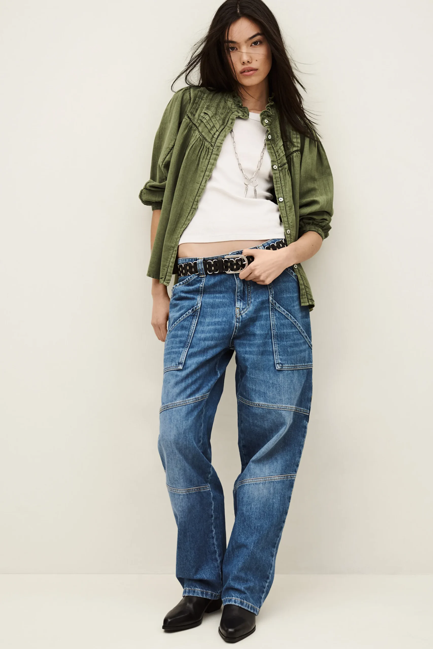 Ba&Sh GILDA blusa bordada VERDE Clearance