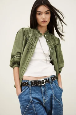 Ba&Sh GILDA blusa bordada VERDE Clearance