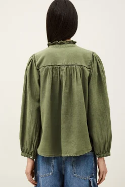 Ba&Sh GILDA blusa bordada VERDE Clearance