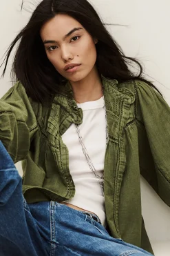 Ba&Sh GILDA blusa bordada VERDE Clearance