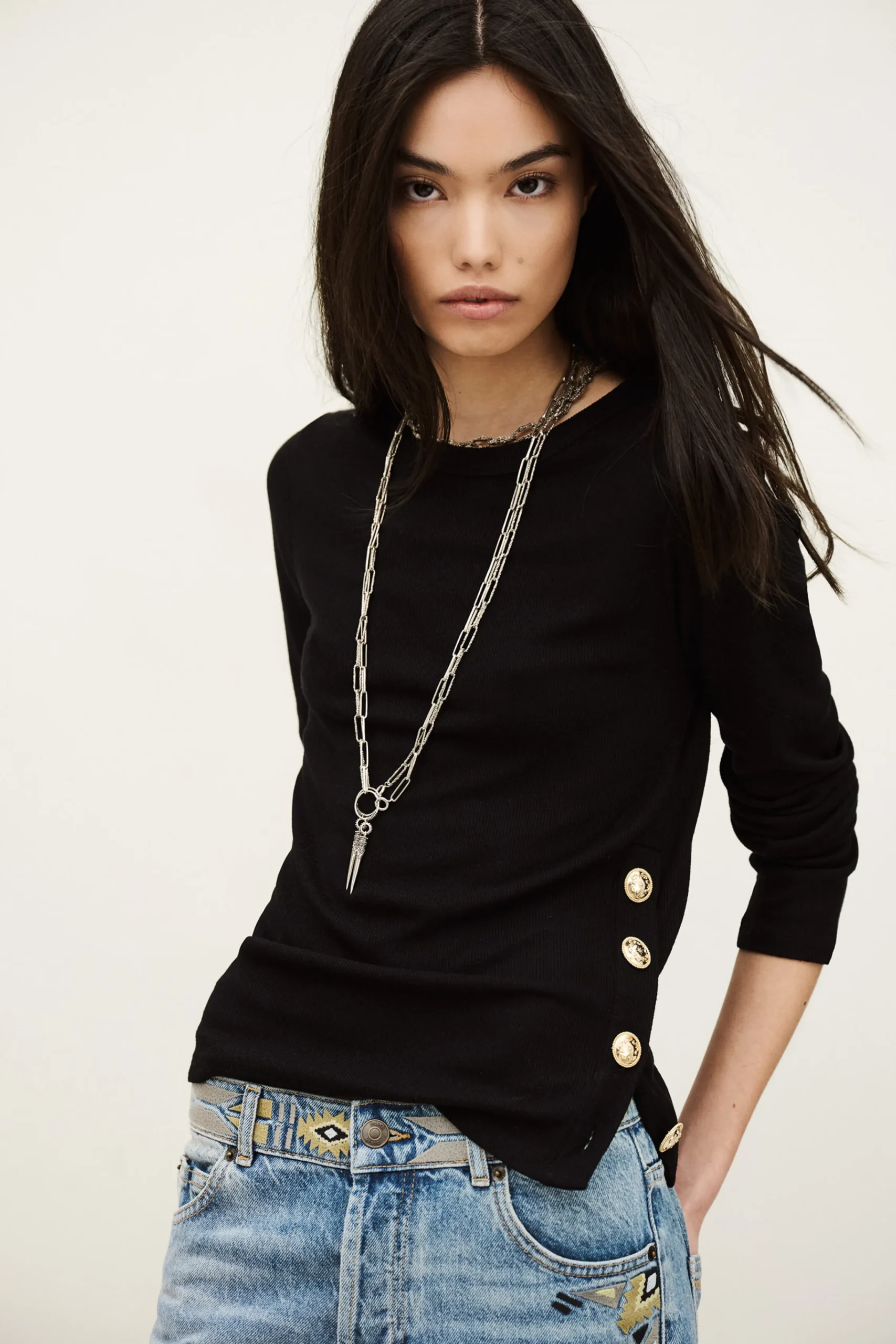 Ba&Sh GIULIA T-SHIRT NEGRO