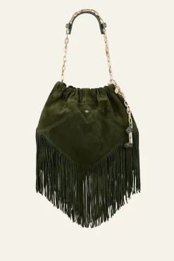 Ba&Sh JUNE bolso de ante con flecos VERDE Online