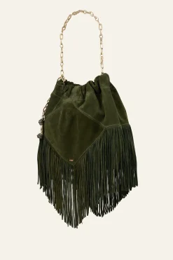 Ba&Sh JUNE bolso de ante con flecos VERDE Online