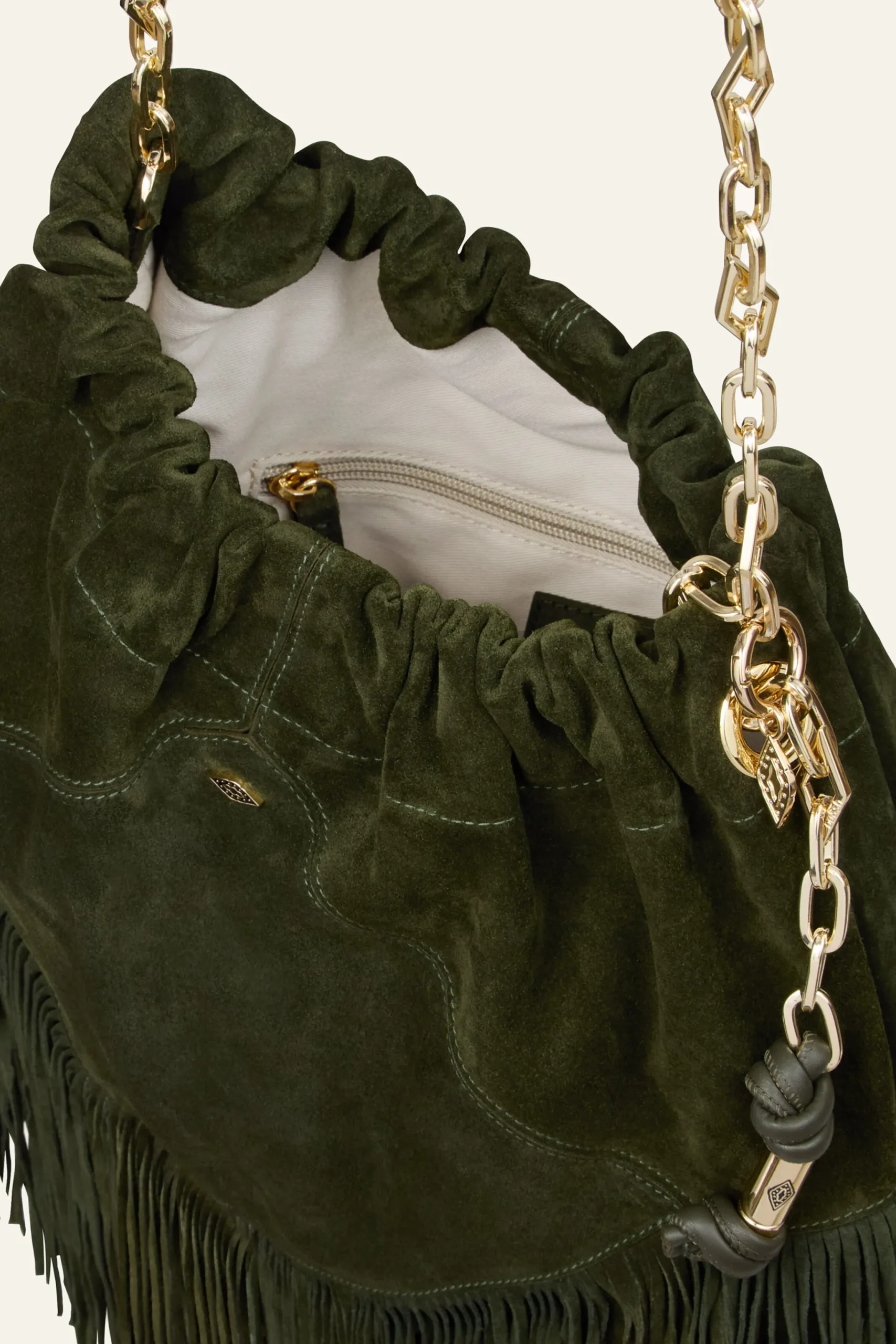 Ba&Sh JUNE bolso de ante con flecos VERDE Online