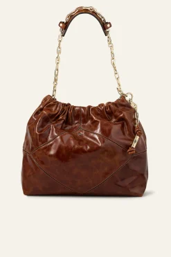 Ba&Sh JUNE bolso de mano de cuero MARRON Discount