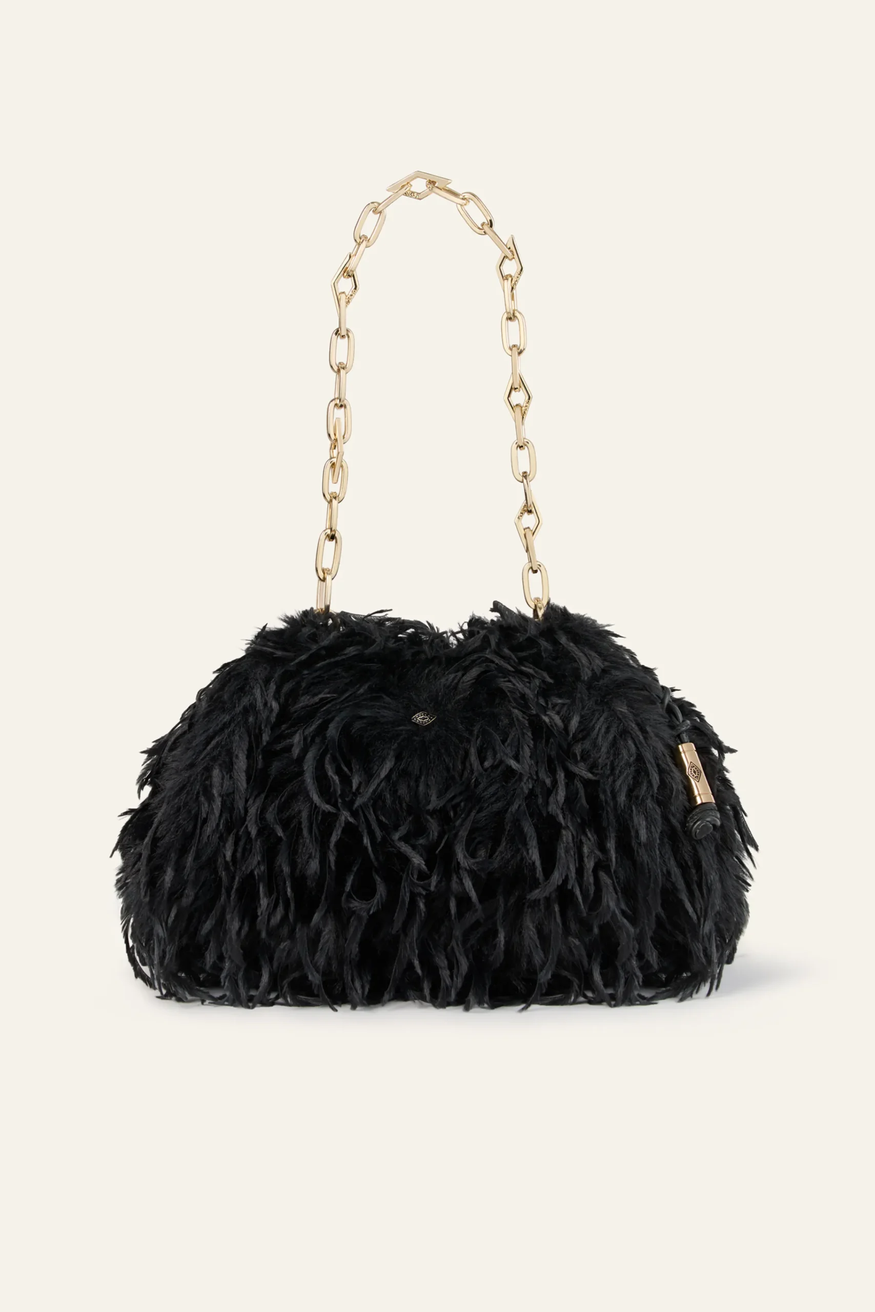 Ba&Sh JUNE bolso de mano de plumas NEGRO